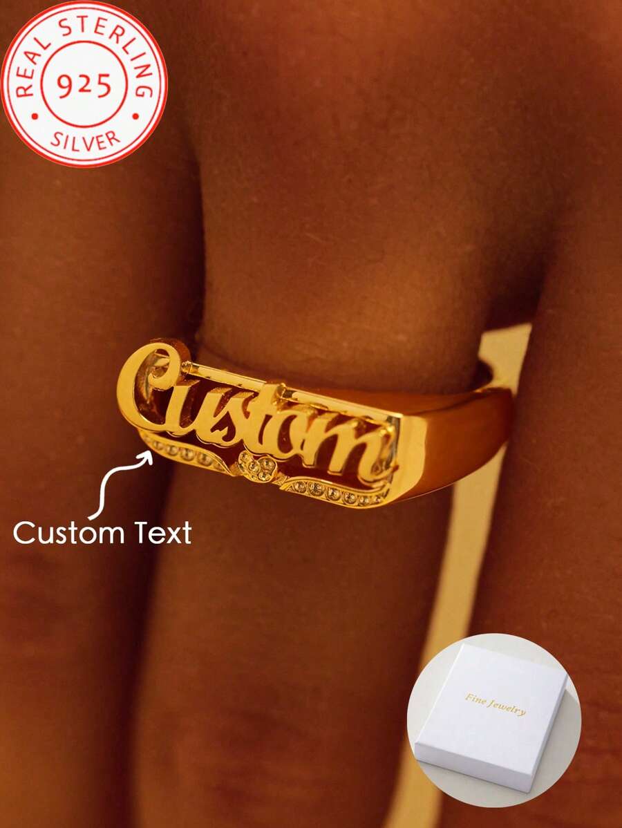 A 925 Silver Delicate And Elegant, Customized English Name Personalized Simple Model Ring, Is A Christmas, Memorial Day, Valentine's Day, Thanksgiving Day Women's Jewelry, A Gift With A Wonderful Commemorative Significance,Glow & Grace