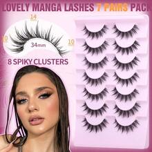 Manga Lashes Natural Look False Eyelashes Anime Lashes Mink Wispy Fluffy Spiky 3D Volume Eyelashes Pack Korean Japanese Asian Cosplay Fake Eyelashes Look Like Individual Cluster 7 Pairs By EYDEVRO