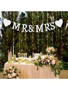 白色先生和夫人横幅，婚礼背景装饰，适用于求婚、订婚、婚礼装饰 - MR&MRS - 查看 2