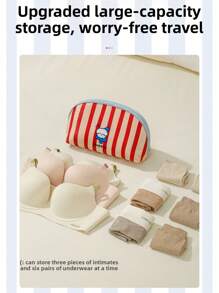 1pc Red, Green, Blue Storage Bra Bag Travel Storage Fabric Women's Underwear Portable Storage Bag 3-In-1 Underwear Storage Bag - Multicolor - View 6