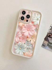 1 pieza Funda de silicona suave y a prueba de golpes, con diseño de flor rosa, gruesa y resistente a arañazos, compatible con iPhone Apple 11 Pro Max, 12 Pro Max, 13 Pro Max, 14 Pro Max, 15 Pro Max, 16 Plus, 16 Pro Max, 16E, Galaxy A55, A15, S24 Ultra, Redmi, OPPO, Realme, VIVO, Infinix, Honor, OnePlus