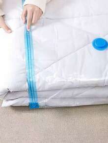 5pcs Vacuum Compression Zipper Storage Bags, Vacuum Compression Bags [Pump Not Included] Suitable For Clothes, Bedding, Closet Storage - Saves 80% Space, Travel Storage Bags (5 Sizes Available) - Blue and White - View 5