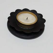 Creative Bamboo Luxury Matte Black Flower Candlestick Candle Holder Fragrance Candle Decorative Base, Elegant Ambiance