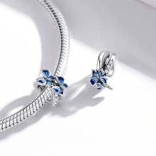 1 PC 925 Sterling Silver Butterfly Charms Sweet Flowers Beads Pendant DIY Bracelet Necklace Jewelry Making Valentines Wedding