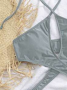 Traje de baño de una pieza sexy con espalda descubierta y cruzado delantero para mujer