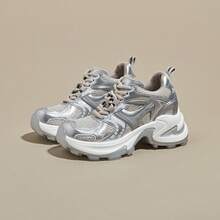 Women Chunky Shoes - 銀色[內增高] - 查看 5