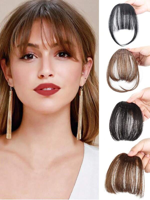 Clip In Air Bangs Thin Fake Fringes Natural Straigth Synthetic Neat Hair Bang Accessories For Girls Invisible Natural Colors