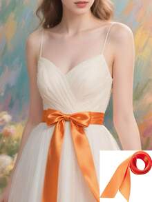 新娘腰带，时尚纯色超长腰带，配缎带蝴蝶结装饰丝带，适合婚纱、母亲节礼物、派对礼物、生日礼物、万圣节角色扮演、圣诞节等 - 粉色 - 查看 18