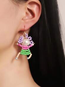 blingbling warmth 1 chiếc vòng cổ nhân vật hoạt hình 3D đính hạt thủ công sáng tạo và thời trang, 1 đôi hoa tai phù hợp, có thể đeo cùng nhau như một bộ, dành cho phụ nữ - Nhiều màu - Xem 6