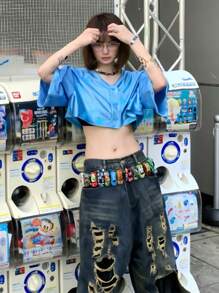 1pc Colorful Car Design Waist Belt, 1 Meter, Leather Strap, DIY Decorative, Versatile For Jeans, Car Shape Waist Chain (Car Color & Style Random)