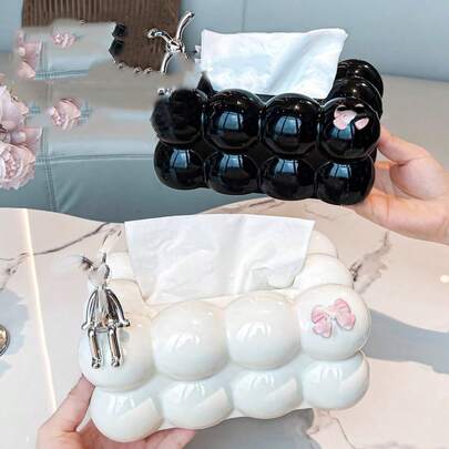 1 pièce Porte-papier hygiénique en crème créatif, boîte de mouchoirs en plastique pour décoration de bureau, boîte de papier hygiénique de luxe convenant pour le salon, la table à manger, la table basse, la décoration de la maison et de l'hôtel Rentrée des classes