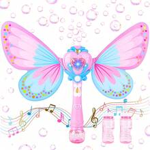 Musical Light Up Butterfly Fairy Stick Bubble Machine Toy Pink - Pink - View 1