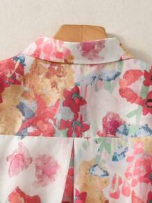 Women's All-Over Floral Print Long Sleeve Blouse - Front Button Shirt Top For Festival, Evening Date Night, Travel & Daily Wear, Versatile All-Season