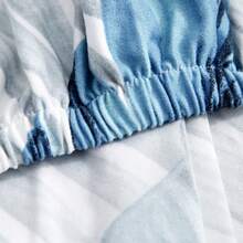 1pc Printed Sofa Cover, Modern Elastic Thick Polyester & Spandex Fabric, Dustproof, Suitable For All Seasons Living Room - Mint Blue - View 6