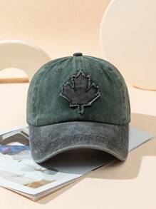 1 pezzo Cappellino da baseball stile retrò europeo e americano con ricamo a 3D a foglie e lettera, adatto per look casual quotidiani da uomo