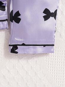 女婴可爱心形印花长款睡衣套装 - 紫丁香色 - 查看 7