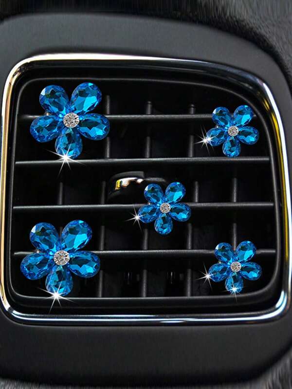 5-Piece Crystal Flower Set Car Air Outlet Aromatherapy Decorative Clip, Car Interior Decoration, Car Air Conditioning Decorative Products Car Accessories For Women
