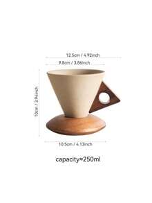1 件 250 毫升陶瓷漏斗形高端创意咖啡杯配木碟套装，大号拿铁艺术杯，适合家庭、办公室、咖啡厅，馈赠佳品 - 粗陶 - 查看 13