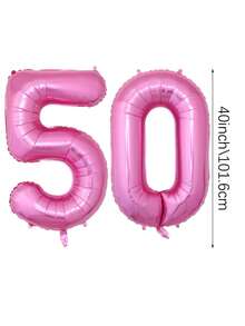 2pcs 40 Inch (101.6cm) Hot Pink Giant Number Helium Foil Balloons, Large Numeric Balloons Suitable For Birthday Party, Bachelorette Party, Anniversary, Birthday Photo Props, Party Decorations - Multicolor - View 18