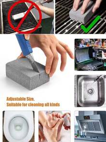 1 Set Stainless Steel Grill Grate With Scraper | Grill Rack, Oven Rack And Cooking Grill Cleaning Stone Cleaning Brush, Suitable For Powerful Grill Cleaning, Post-Grilling Cleaning, Fit For Camping Grill Plate Grate Grill Dirt Removal, Rust Iron Plate Cleaner Used For Cleaning Anti-Rust Grill, Smoker And Kitchen Deep Cleaning Tool - Essential Outdoor Cooking Accessory - Multicolor - View 8