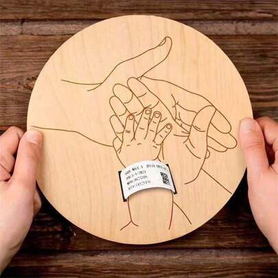 Brazalete de hospital para recién nacido con grabado, soporte de recuerdo, regalo personalizado para bebé, tablero de fibra de madera cortado por láser, pulsera conmemorativa de embarazo para el Día de la Madre y el Día del Padre