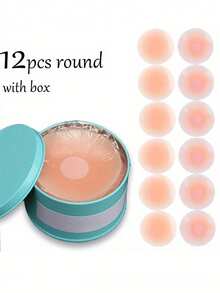 12pcs Silicone Nipple Cover Reusable Women Breast Petals Lift Invisible Bras Pasties Bra Padding Sticker Patch Adhesive Pads - Multicolor - View 8