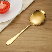 Lingură de servire din oțel inoxidabil lustruit oglindă 1 buc, lingură de bufet de dimensiuni mari, calitate groasă pentru restaurant, potrivită pentru bucătărie, gătit, masă, petreceri de Crăciun și banchete, potrivită pentru mașina de spălat vase, rechizite școlare - Aur - Vizualizare 10