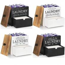 Dryer Sheet Storage Container, Laundry Box Storage Box, Dryer Sheet Holder With Lid And Drawer, Laundry Detergent Dispenser, Laundry Room Organizer, Storage And Organization, Room Decoration - Black Line Terms - View 2