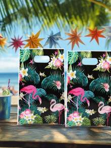 10/25/50 件夏威夷风格手提袋礼品袋，夏威夷火烈鸟图案礼品袋，夏威夷主题派对包装礼品袋，生日派对包装袋用品，家居装饰房间装饰包装袋用品，生日礼物，夏季装饰，结婚礼物婚礼回礼，适用于精品店产品包装