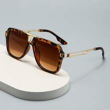 1 Pair Men's Plus Size Metal Square Frame Vintage Casual Decorative Fashion Fashion Glasses, Suitable For Outdoor Wear - Black - View 3