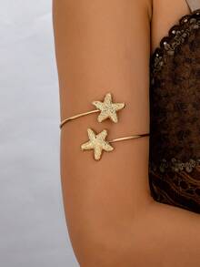 1 件夏季海滩风格海星臂袖，女式上臂带，环绕式设计臂镯，夏季身体首饰适合度假、旅行、海滩派对、拍照