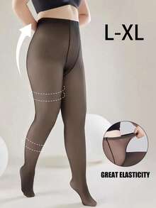 220g Thick Fleece Tights For Women In Autumn And Winter, Breathable Warm Long Tights, Cozy - Black - View 7