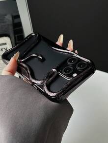 新款时尚镂空电镀蛇形设计手机壳，适用于 Apple 11/12/13/14/15/16 Pro/Pro Max、17/17 Pro/17 Pro Max、Galaxy S22/23/24/25 Ultra，防震全覆盖手机保护套防水防摔防刮 - 黑色 - 查看 1