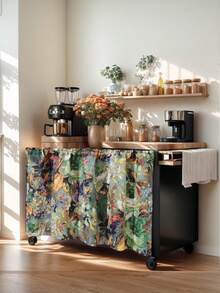 1pc Impressionist Painting Printed Cafe Curtain, Kitchen Doorway Decor Partition Curtain, Japanese Style Cloth Hanging, Year-Round Cabinet Valance Washstand Semi-Curtain, Dust Cover Curtain With No Drilling Required