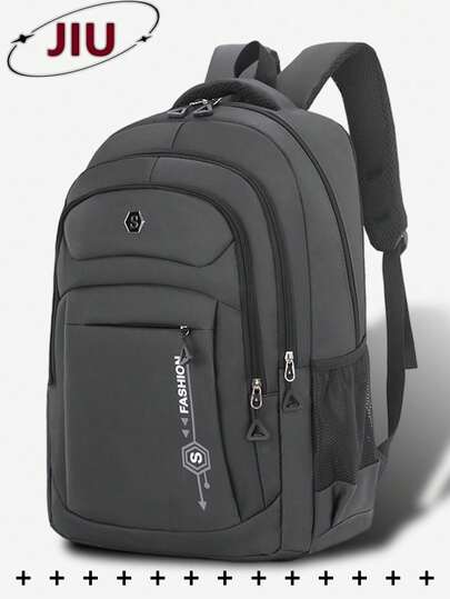 15.6 Inch Laptop Backpack For Men, Multi-Compartment Nylon Letter Print Backpack, Large Capacity Travel Bag, Convenient Commuter Daypack, Suitable For Students, Business, Travel, Outdoor, Gifts Holiday