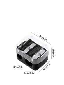 1pc/4pcs/6pcs/12pcs Transparent Cover Pencil Sharpener, Dual-Hole Pencil Sharpener Wholesale, Portable Makeup Tool, Stationery Accessories, Professional Eyebrow/Eyeliner Pencil Sharpener Back To School - Black - View 3