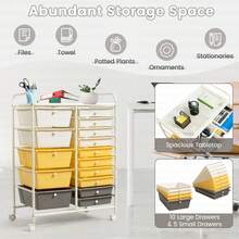 15-Drawer Rolling Storage Cart Mobile Cart With Colorful Drawers & Metal Frame - Màu vàng - Xem 5