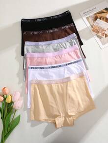 6PCS Lightweight And Breathable Women's Boyshorts With A  Fashion Waistband ,Underwear S-XXL - 彩色 - 查看 4