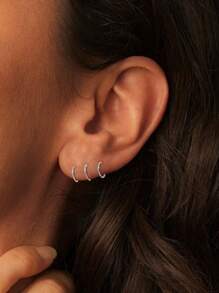 1PC 925 Sterling Silver 3-Layer Hoop Cuff Earring For Women Ear Cuff For Girls Non Pierced Ear Clips Cartilage Earring Women Jewelry