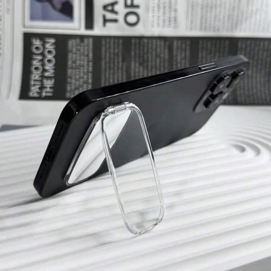 1 件透明亚克力椭圆形镜面手机支架，粘性化妆镜支架，通用智能手机外壳材料支架