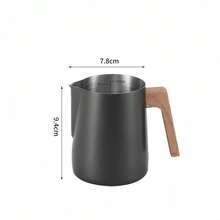 1Pc Upgraded Anti-Scalding Wood Grain Handle Coffee Milk Frothing Pitcher Jug, 304 Stainless Steel, With Accurate Inner Scale, Eagle-Mouth Precise Control Of Milk Froth Flow Rate, Suitable For Beginners To Make Milk Froth, Professional Coffee Milk Froth Cup, Easy To Clean, Professional Grade Trowel Experience, Creating Dense Milk Froth, Office And Home Coffee Utensil 350/580ml Back To School - Multicolor - View 16