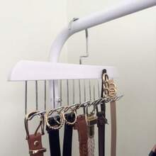 Multipurpose Hanger Kit With 8 Hooks For Clothes Ties Bras Necklaces Wood Compact - White - View 2