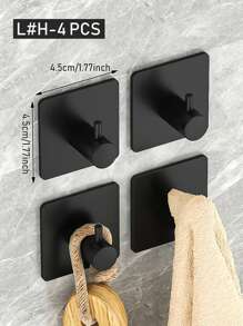 1/2/4 Pcs Square Adhesive Hooks, Wall Mounted Towel Hooks Without Drilling, Hanging Hooks Racks, Shower Clothes Hanger, Home And Apartment Essential, Bathroom & Kitchen Organization And Storage