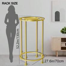 Perchero redondo autoportante de doble espacio, uso múltiple, para almacenamiento de ropa, organizador de ropa comercial con tapa para boutique, dormitorio, capacidad de carga de 330 lbs, color dorado - Dorado - Ver 5