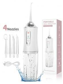 1 máy làm sạch răng cầm tay không dây có thể sạc lại, máy tăm nước điện, máy tăm nước nha khoa có 3 chế độ và 4 vòi phun để chăm sóc răng miệng tại nhà, máy phun nước nha khoa để làm sạch răng - Nhiều màu - Xem 2