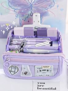 大棱镜容量铅笔盒，大号铅笔袋笔袋铅笔盒，简易收纳美观文具化妆品成人男孩女孩办公室必备品，返校礼物