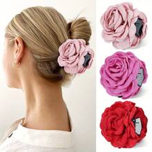 1/3 piezas de pinza de pelo de mujer de unicolor, simple y elegante de 9 cm de tela con rosa de múltiples capas, adecuada para moños elegantes, apta para uso diario de verano, accesorios bohemios de San Valentín, rosa, accesorios para el cabello, pinzas para el cabello, pasadores para el cabello, sujetadores para el cabello, accesorios para el cabello, accesorios para la playa, accesorios para el cabello de otoño e invierno para mujer, accesorios para vacaciones