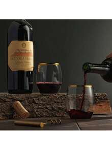 12 件 360 毫升 12 盎司透明金边红酒杯（可重复使用），带金边，适用于盛水、果汁、鸡尾酒、葡萄酒、甜点饮料，适合生日、婚礼、节日、万圣节、圣诞节、新年派对用品 - 彩色 - 查看 3