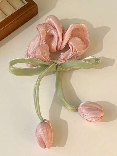 1 pieza Elegante accesorio de moda para el cabello con perlas falsas y flores, coletero elástico para mujer, sujetador de coleta, accesorios para el cabello, cuerda para el cabello, bandas de goma