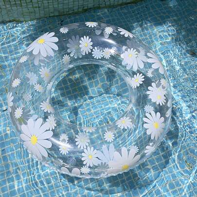 1 件透明雏菊花游泳圈，成人用游泳圈，水上运动漂浮装置，适用于泳池和沙滩派对，完美的夏日礼物，漂浮泳池躺椅